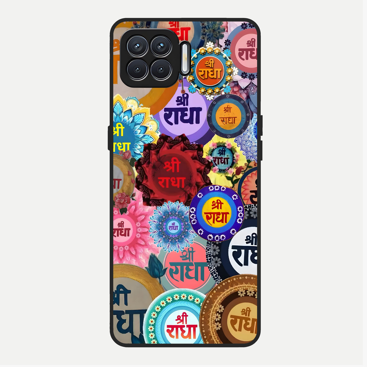  Radha Divine Bloom Glass Case For Oppo F17 back cover – full design glossy printed glass finish