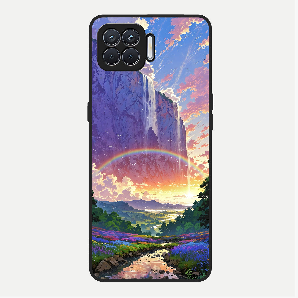  Rainbow Valley Dream Glass Case For Oppo F17 back cover – full design glossy printed glass finish