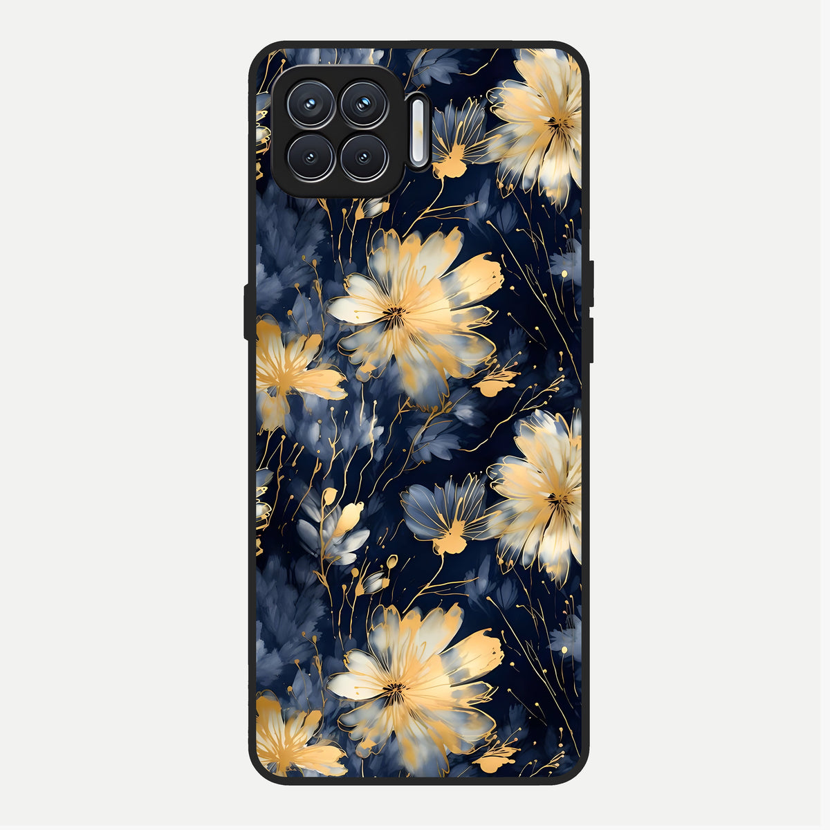  Royal Petal Dream Glass Case For Oppo F17 back cover – full design glossy printed glass finish