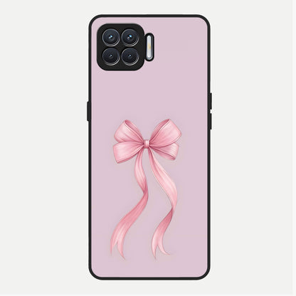  Soft Blush Bow Glass Case For Oppo F17 back cover – full design glossy printed glass finish