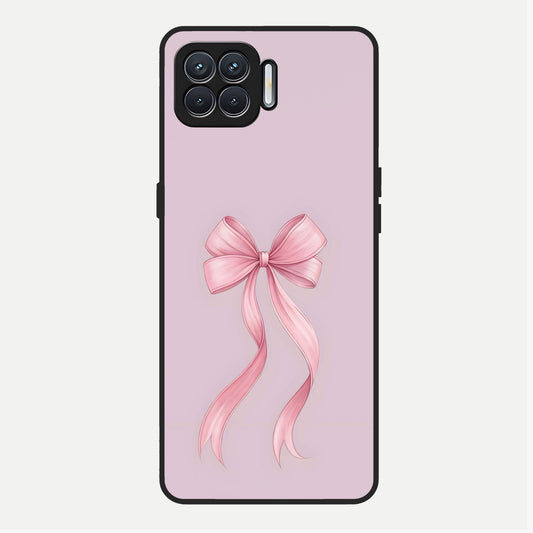  Soft Blush Bow Glass Case For Oppo F17 back cover – full design glossy printed glass finish