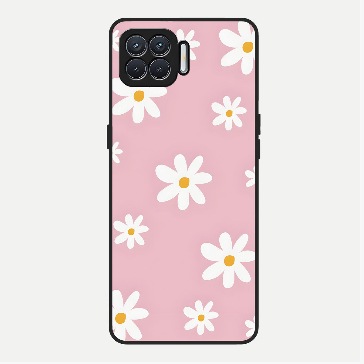  Soft Daisy Bliss Glass Case For Oppo F17 back cover – full design glossy printed glass finish