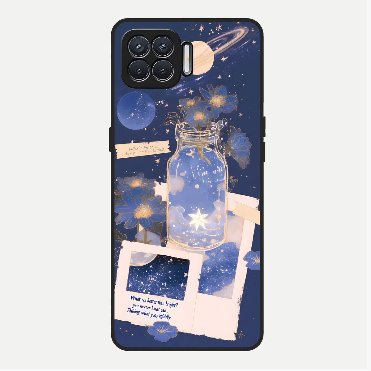  Starlit Cosmic Jar Glass Case For Oppo F17 back cover – full design glossy printed glass finish