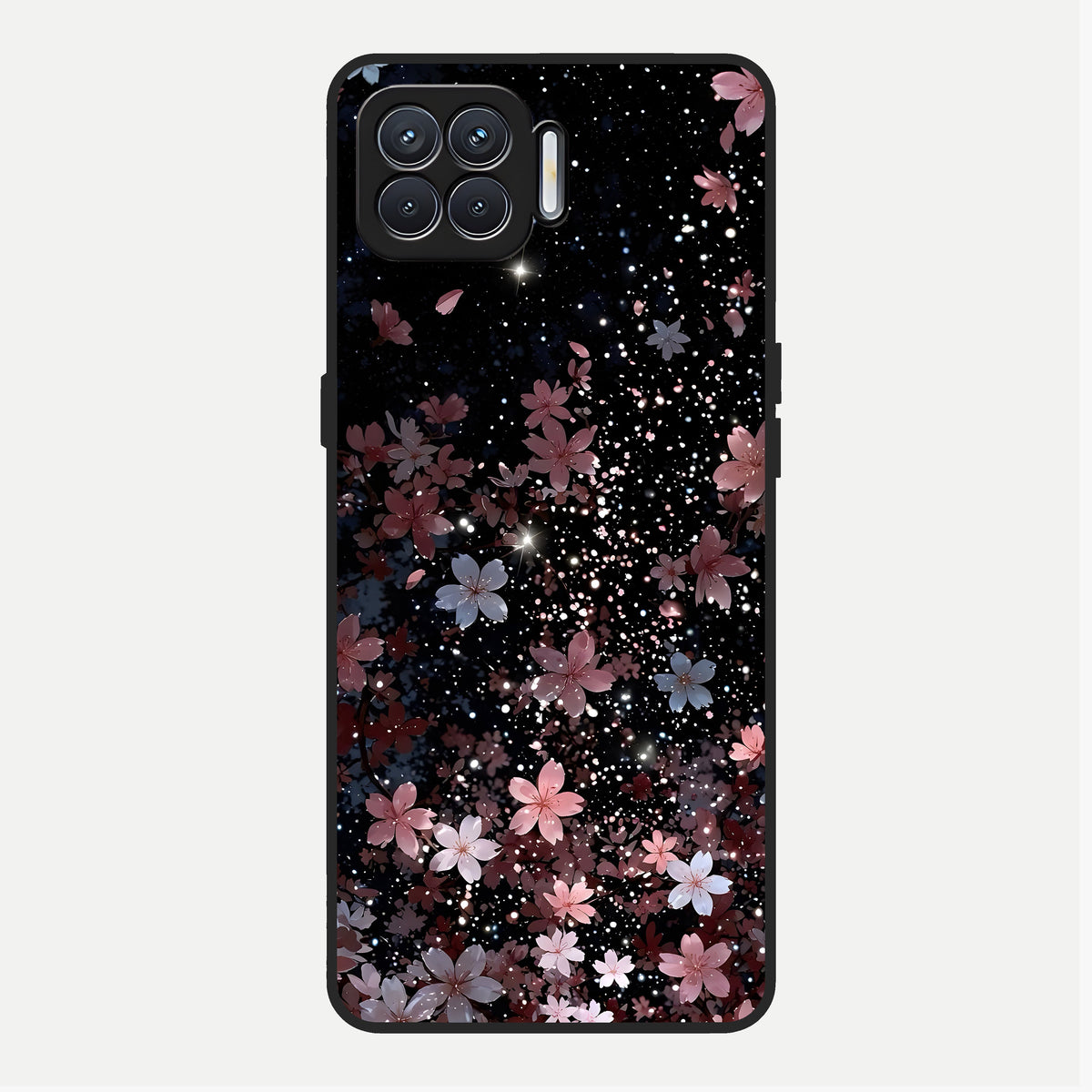  Starlit Flower Dreams Glass Case For Oppo F17 back cover – full design glossy printed glass finish