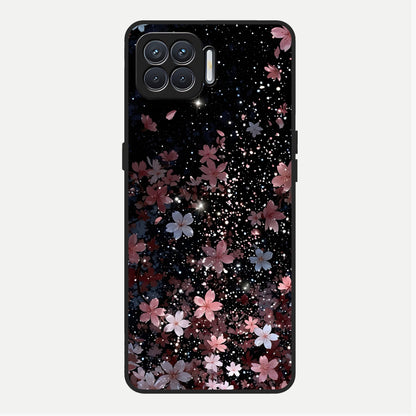  Starlit Flower Dreams Glass Case For Oppo F17 back cover – full design glossy printed glass finish