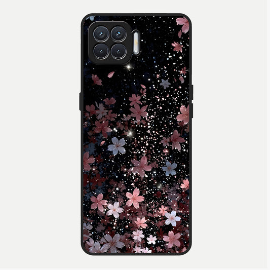  Starlit Flower Dreams Glass Case For Oppo F17 back cover – full design glossy printed glass finish