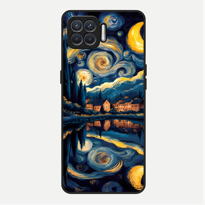  Starry Sky Serenity Glass Case For Oppo F17 back cover – full design glossy printed glass finish