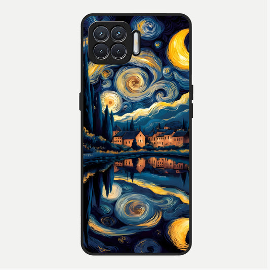  Starry Sky Serenity Glass Case For Oppo F17 back cover – full design glossy printed glass finish