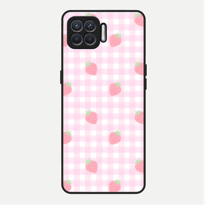  Strawberry Picnic Love Glass Case For Oppo F17 back cover – full design glossy printed glass finish