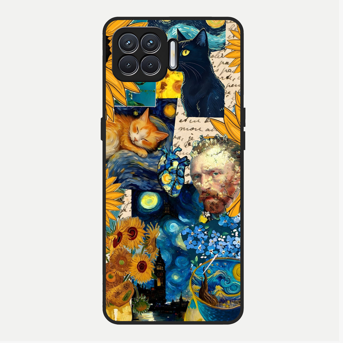  Sunflower Chic Mood Custom Name Glass Case For Oppo F17 back cover – full design glossy printed glass finish