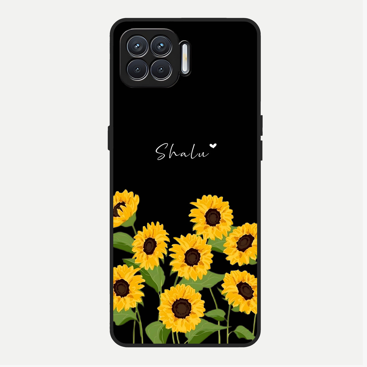  Sunflower Sky Bloom Glass Case For Oppo F17 back cover – full design glossy printed glass finish