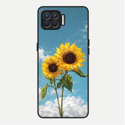  Sunlit Daisy Glow Glass Case For Oppo F17 back cover – full design glossy printed glass finish