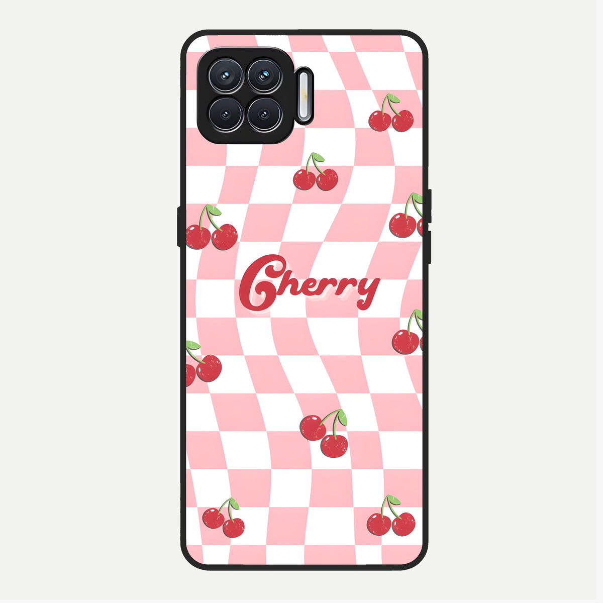  Sweet Cherry Vibes Glass Case For Oppo F17 back cover – full design glossy printed glass finish