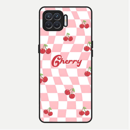  Sweet Cherry Vibes Glass Case For Oppo F17 back cover – full design glossy printed glass finish