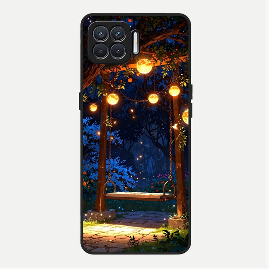  Twilight Garden Swing Glass Case For Oppo F17 back cover – full design glossy printed glass finish
