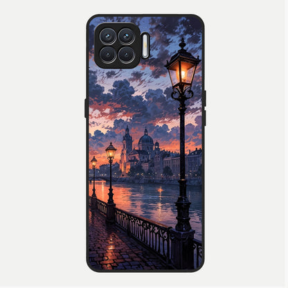  Twilight River Lights Glass Case For Oppo F17 back cover – full design glossy printed glass finish