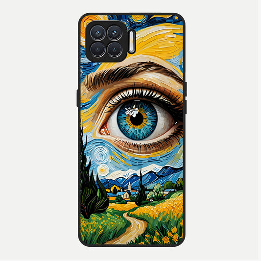  Van Gogh Eye Glass Case For Oppo F17 back cover – full design glossy printed glass finish