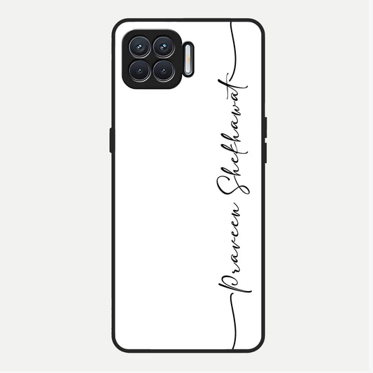  White Tune Custom Name Glass Case For Oppo F17 back cover – personalized glossy printed glass finish