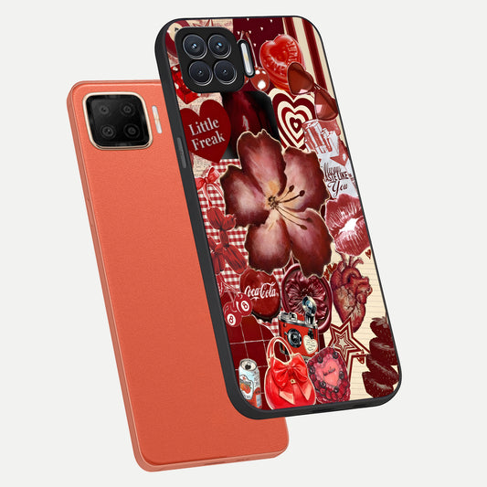  Aesthetic Little Freak phone case For Oppo F17 showing premium glass back cover with detailed artwork