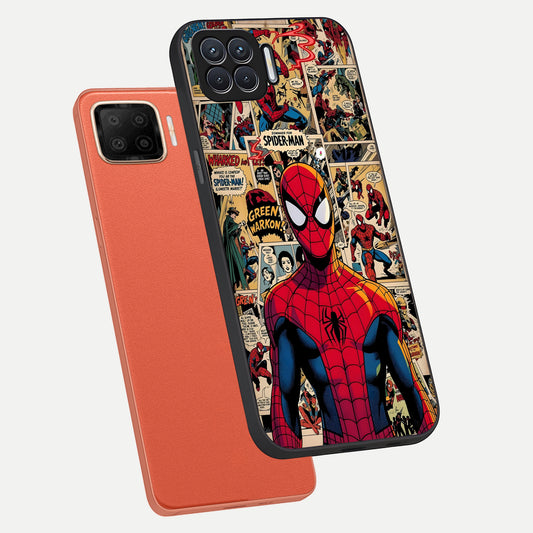  Aesthetic Spider phone case For Oppo F17 showing premium glass back cover with detailed artwork