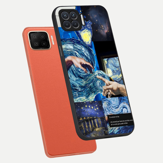  Aesthetic Vando Hands phone case For Oppo F17 showing premium glass back cover with detailed artwork