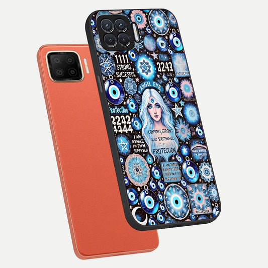  Angel Aura Shield phone case For Oppo F17 showing premium glass back cover with detailed artwork