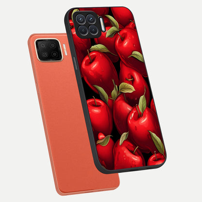  Apple Pattern phone case For Oppo F17 showing premium glass back cover with detailed artwork