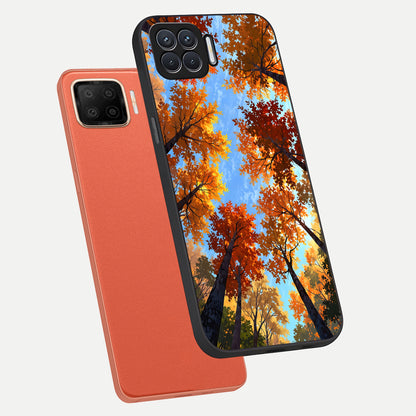  Autumn Sky Rise phone case For Oppo F17 showing premium glass back cover with detailed artwork