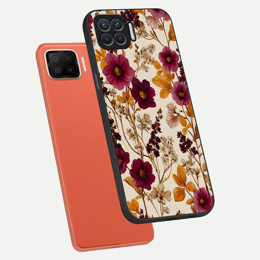  Autumn Wine Bloom phone case For Oppo F17 showing premium glass back cover with detailed artwork