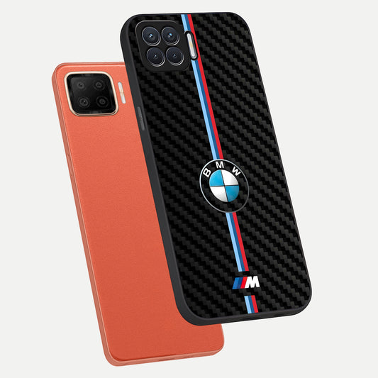  BMW Pattern phone case For Oppo F17 showing premium glass back cover with detailed artwork