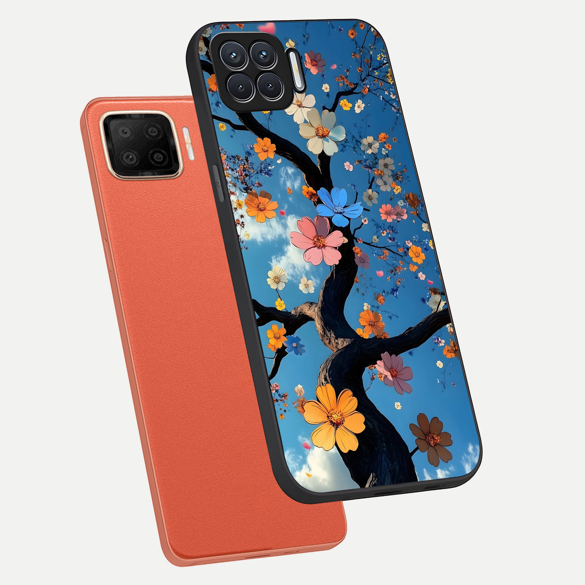  Blossom Dream Sky phone case For Oppo F17 showing premium glass back cover with detailed artwork