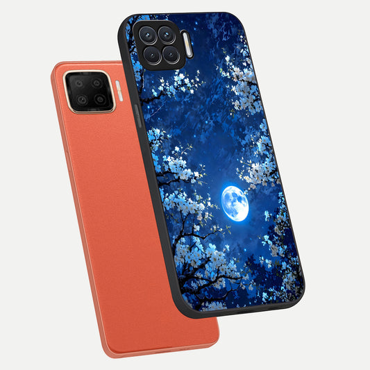  Blossom Moonlight Sky phone case For Oppo F17 showing premium glass back cover with detailed artwork