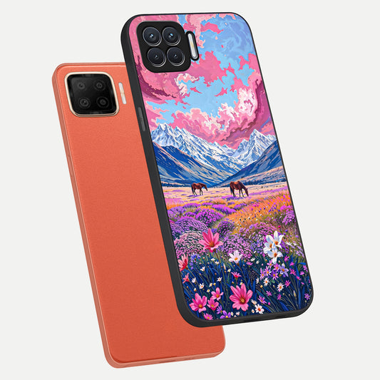  Blossom Valley Dream phone case For Oppo F17 showing premium glass back cover with detailed artwork