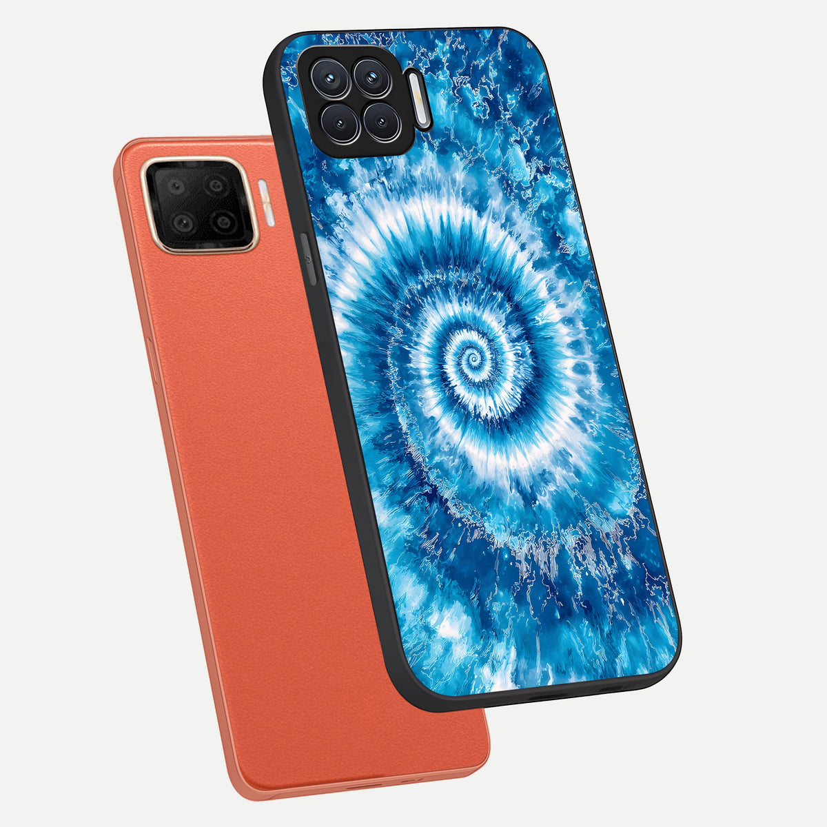  Blue Galaxy Wave phone case For Oppo F17 showing premium glass back cover with detailed artwork
