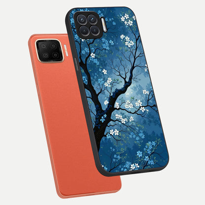  Blue Tree Serenity phone case For Oppo F17 showing premium glass back cover with detailed artwork