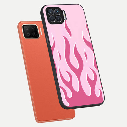  Blush Flame Energy phone case For Oppo F17 showing premium glass back cover with detailed artwork