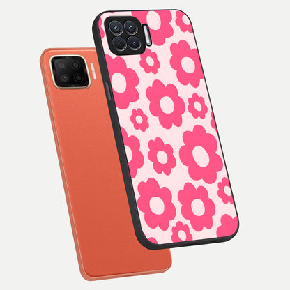  Blush Flower Pop phone case For Oppo F17 showing premium glass back cover with detailed artwork
