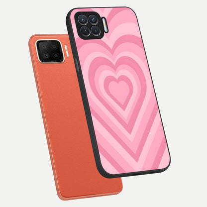  Blush Heart Waves phone case For Oppo F17 showing premium glass back cover with detailed artwork
