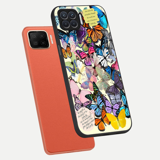  Butterflies Petal Dream phone case For Oppo F17 showing premium glass back cover with detailed artwork