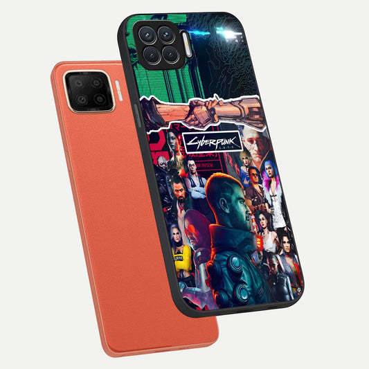  CYBERPUNK Legacy phone case For Oppo F17 showing premium glass back cover with detailed artwork