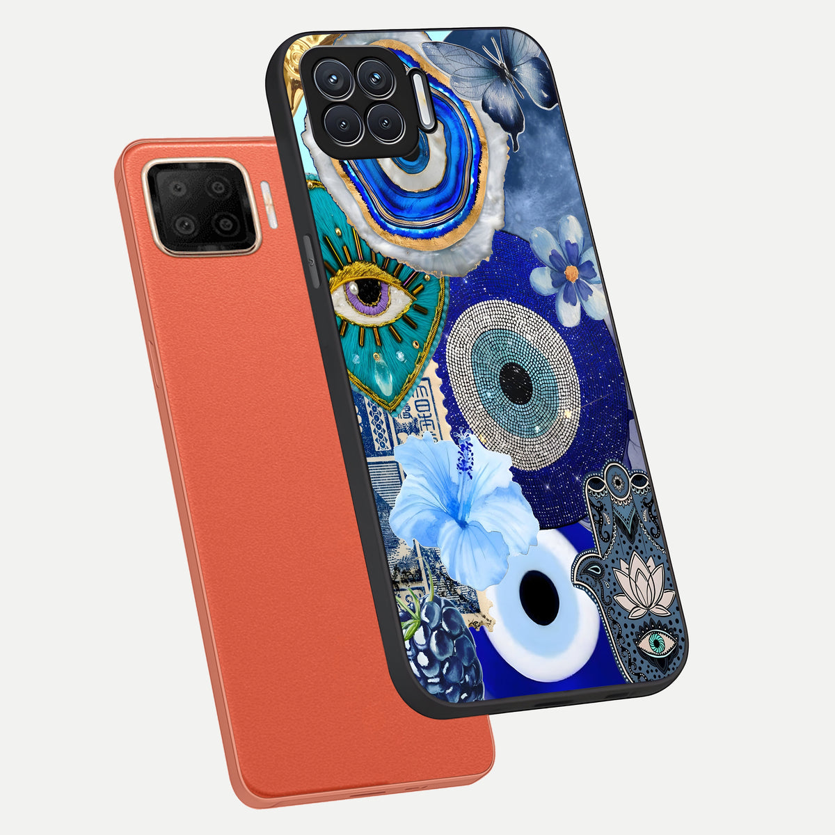  Celestial Blue Vision phone case For Oppo F17 showing premium glass back cover with detailed artwork
