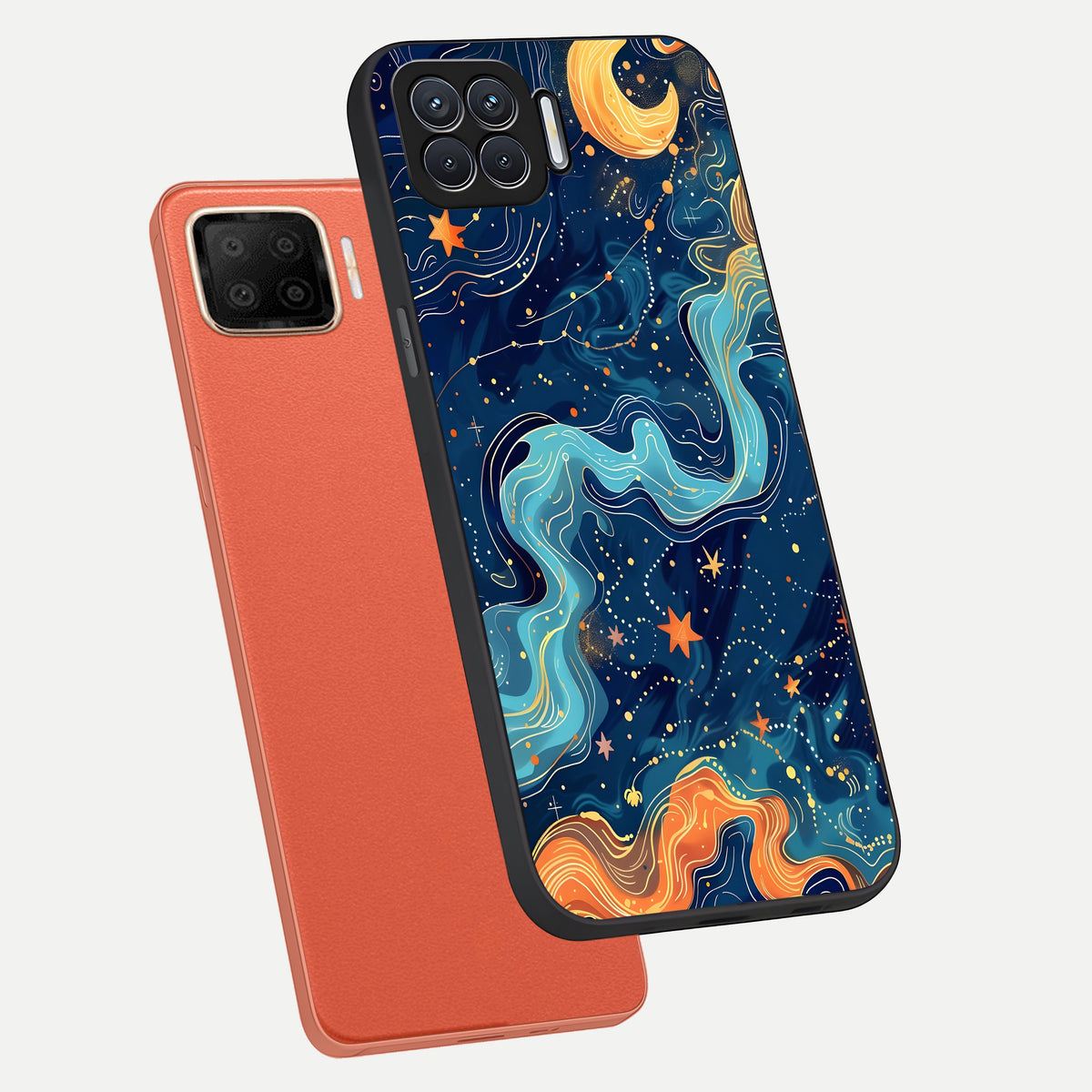  Celestial Dream Flow phone case For Oppo F17 showing premium glass back cover with detailed artwork