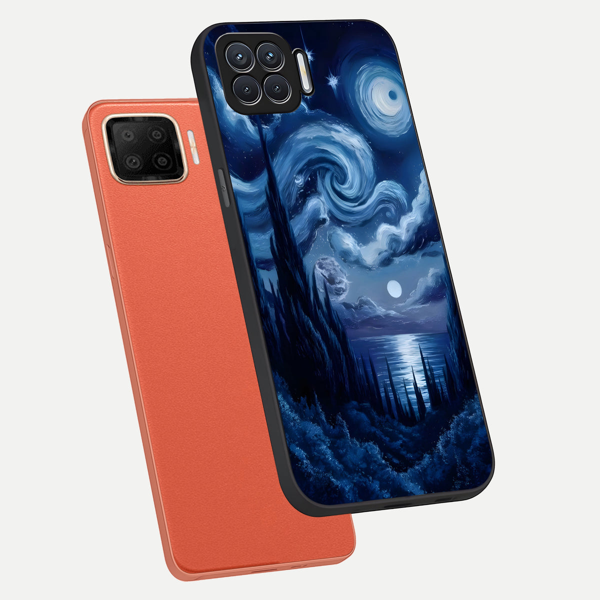  Celestial Dream Van Gogh phone case For Oppo F17 showing premium glass back cover with detailed artwork