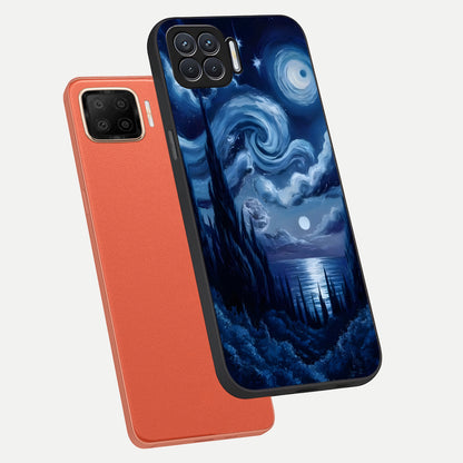  Celestial Dream Van Gogh phone case For Oppo F17 showing premium glass back cover with detailed artwork