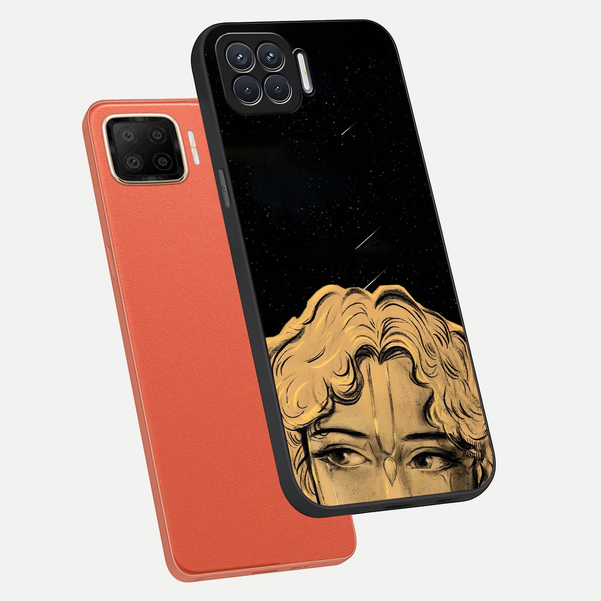  Celestial Gods Plan phone case For Oppo F17 showing premium glass back cover with detailed artwork
