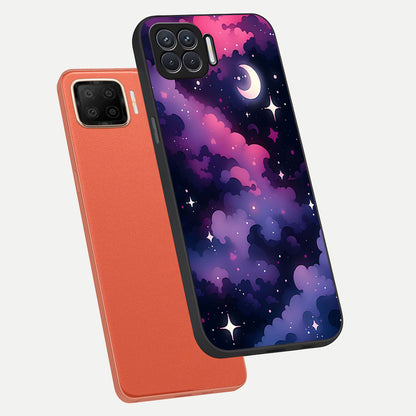  Celestial Moon Magic phone case For Oppo F17 showing premium glass back cover with detailed artwork
