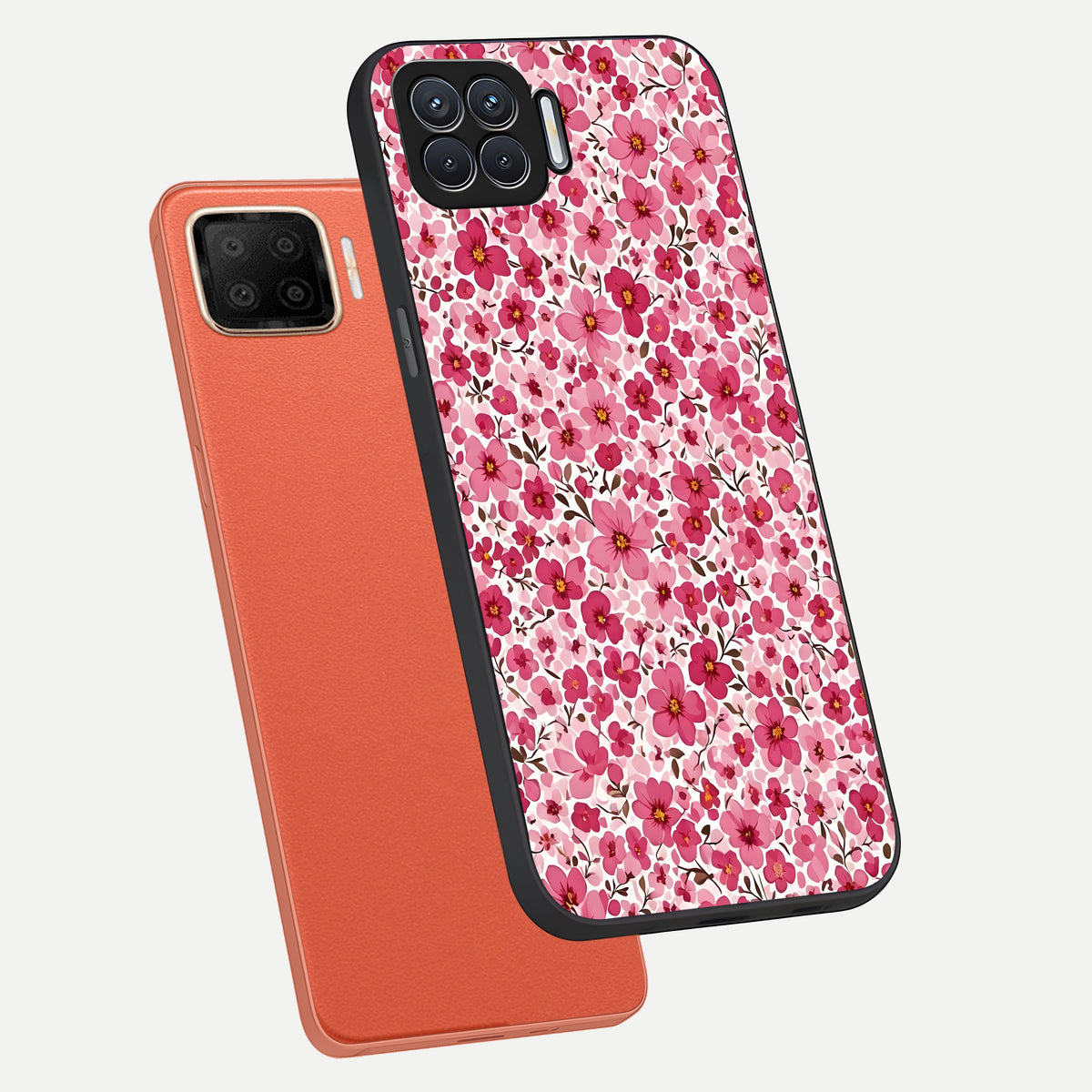 Cherry Blossom Charm phone case For Oppo F17 showing premium glass back cover with detailed artwork