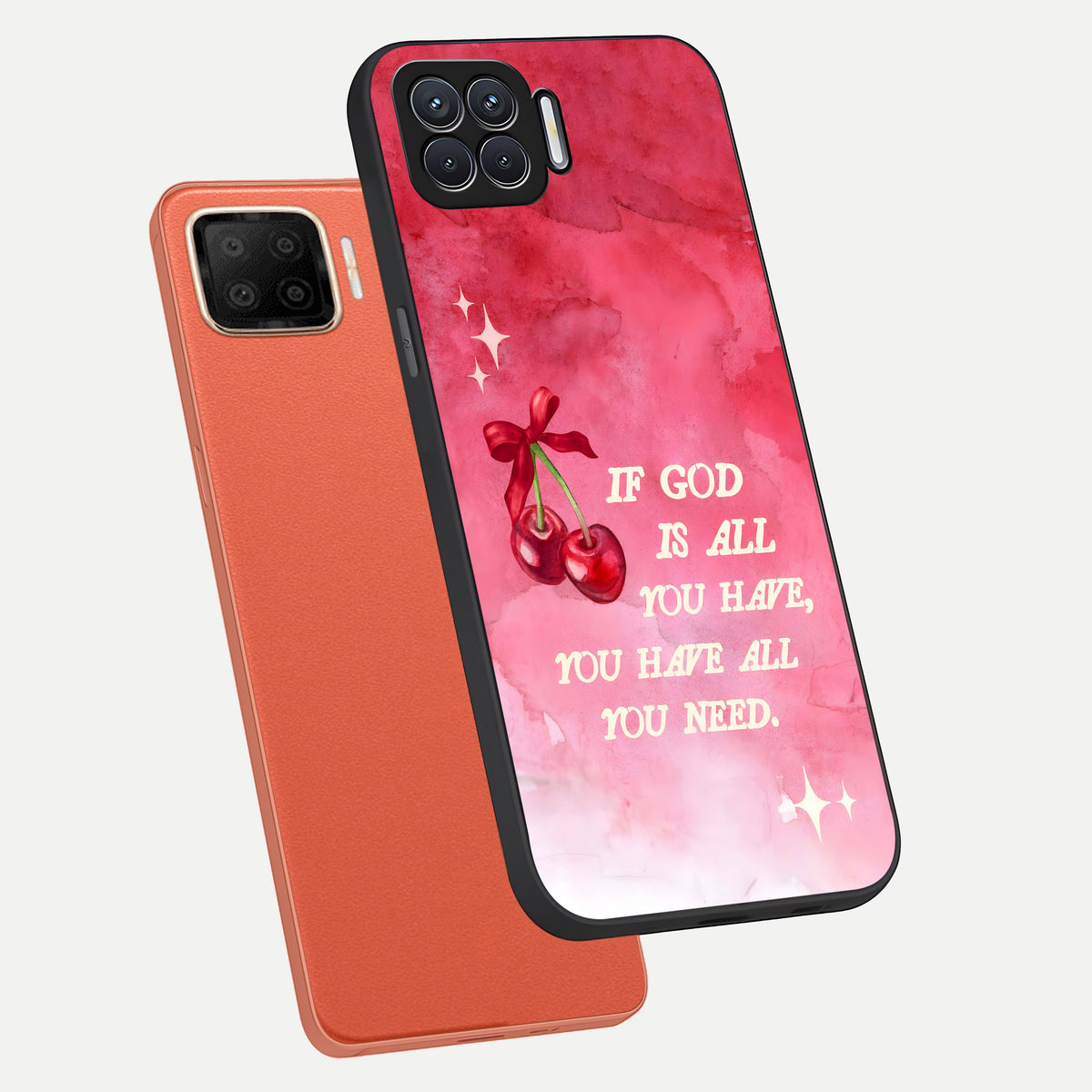  Cherry Quote phone case For Oppo F17 showing premium glass back cover with detailed artwork