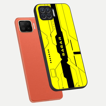  Circuit CYBERPUNK Custom Name phone case For Oppo F17 showing premium glass back cover with detailed artwork