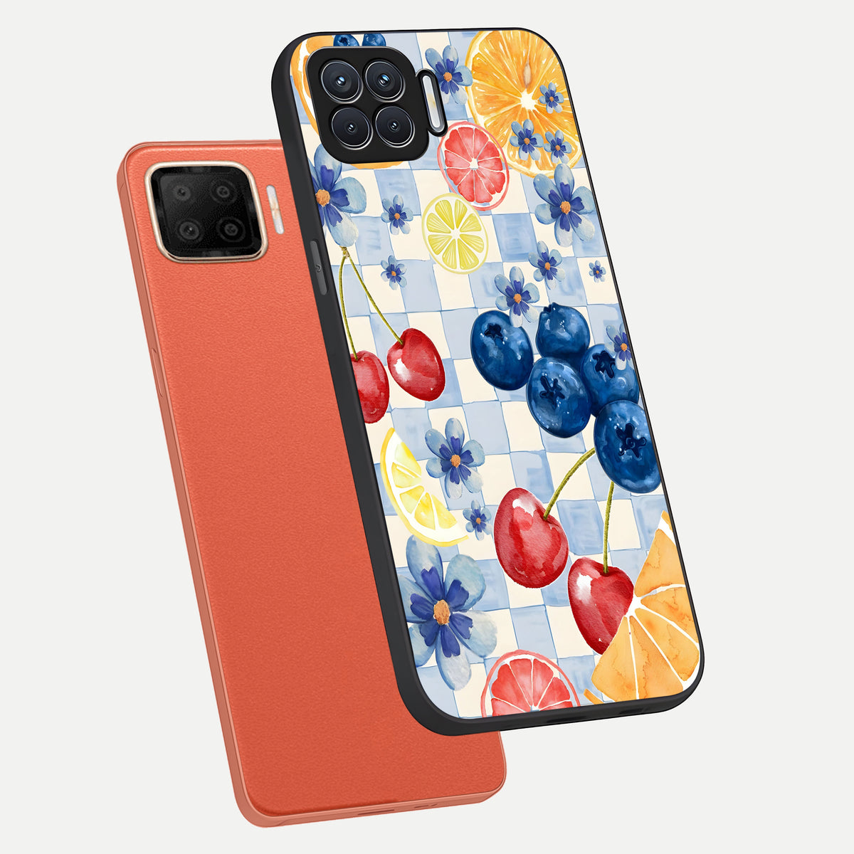  Citrus Bloom Joy phone case For Oppo F17 showing premium glass back cover with detailed artwork
